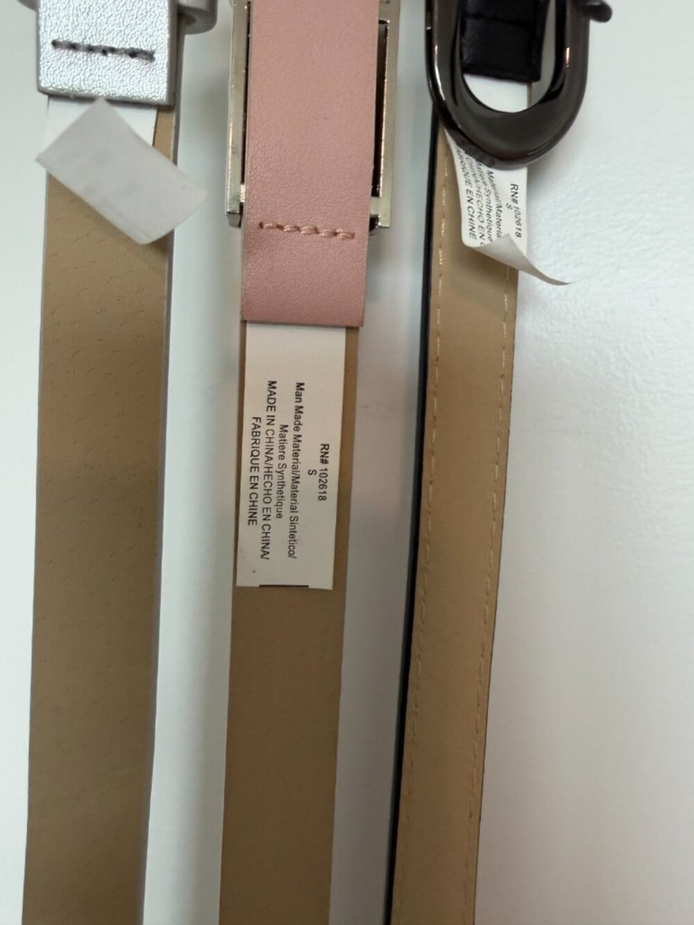 Steve Madden set of 3 Women's Belts Black Pink Silver Sz S Width 0.75 in NWT - Picture 3 of 3